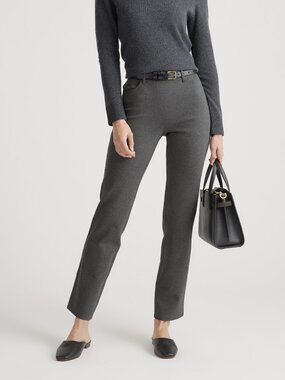 Ponte Straight Pocket Pants in Charcoal Gray